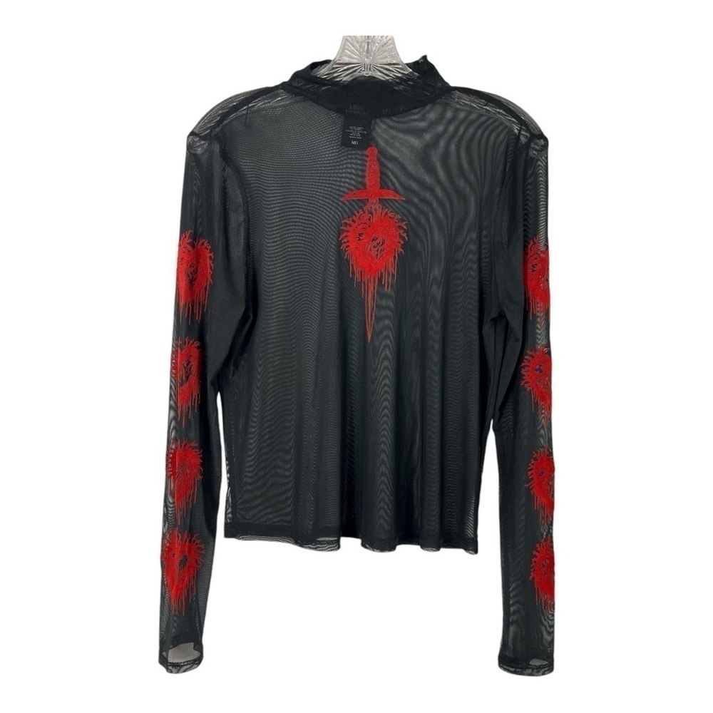 Hot Topic Social Collision Heartbreaker Mesh Top Goth Halloween Black Sz M